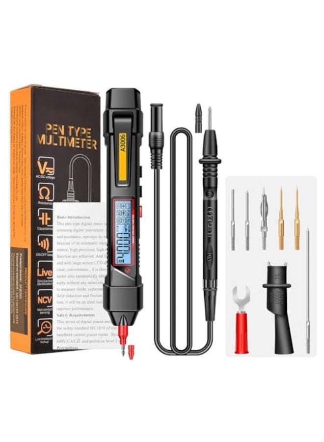 Ipputo digital multimeter, 4000 counters with backlit LCD display, measures AC/DC voltage, contactless voltage detection, ideal for electricians, technicians and DIY enthusiasts - Image 1