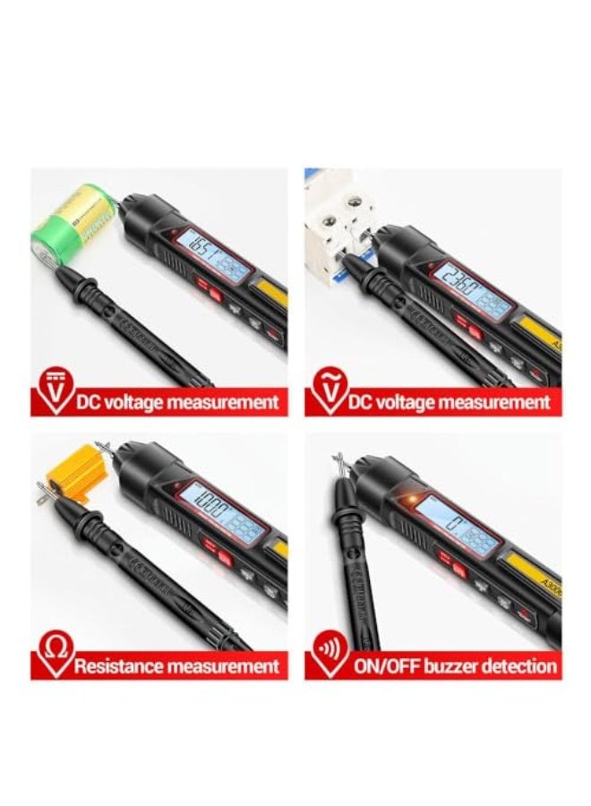 Ipputo digital multimeter, 4000 counters with backlit LCD display, measures AC/DC voltage, contactless voltage detection, ideal for electricians, technicians and DIY enthusiasts - Image 3