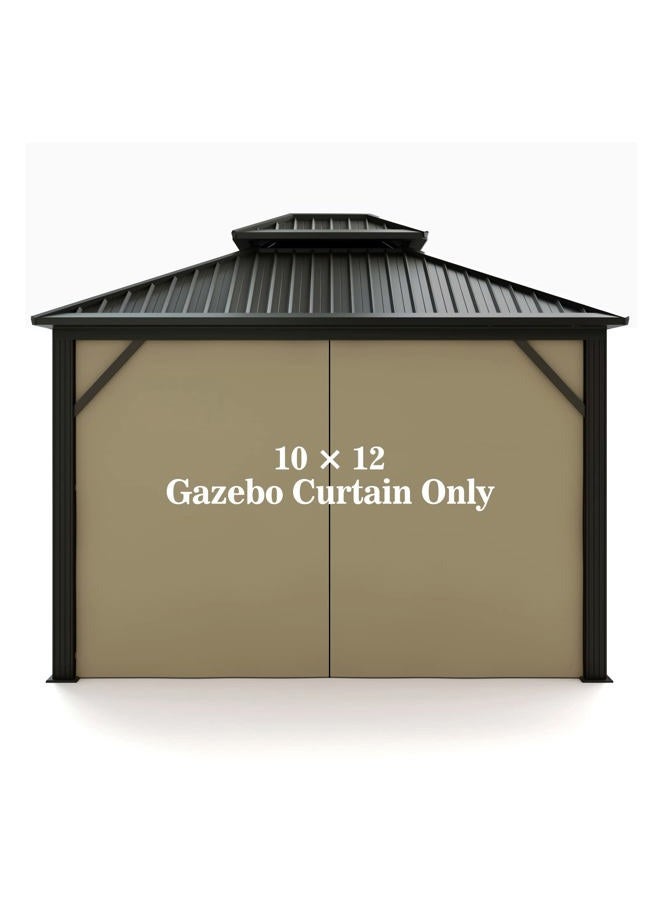 Hugline Gazebo Universal Replacement Privacy Curtain – 10' x 12' Gazebo Side Wall Outdoor Privacy Panel with Zipper (Khaki) - Image 1