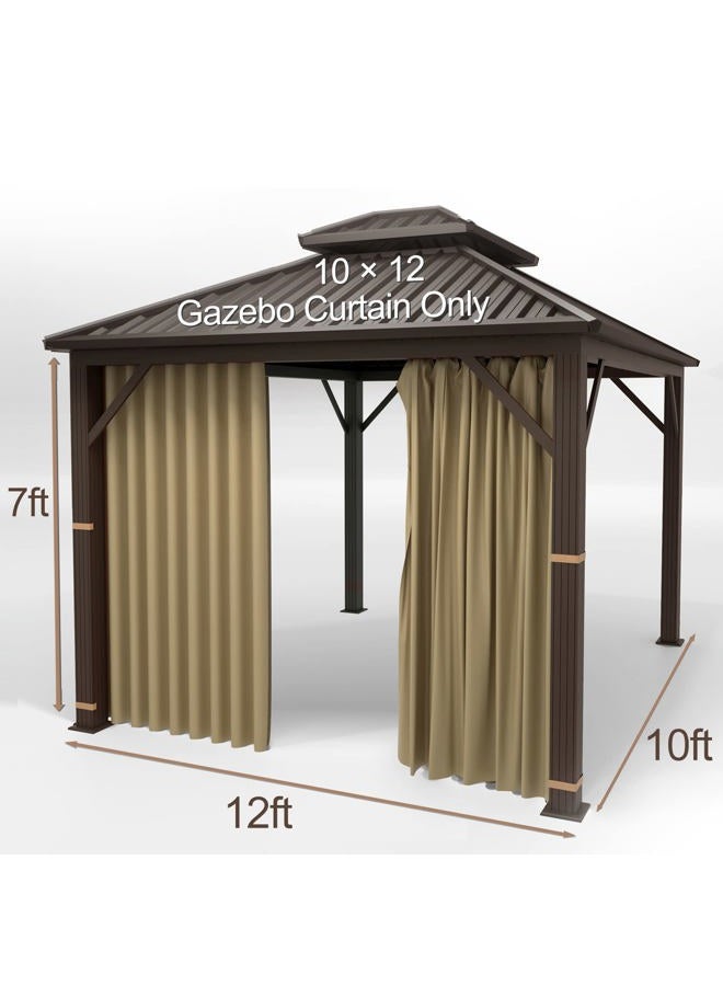 Hugline Gazebo Universal Replacement Privacy Curtain – 10' x 12' Gazebo Side Wall Outdoor Privacy Panel with Zipper (Khaki) - Image 2