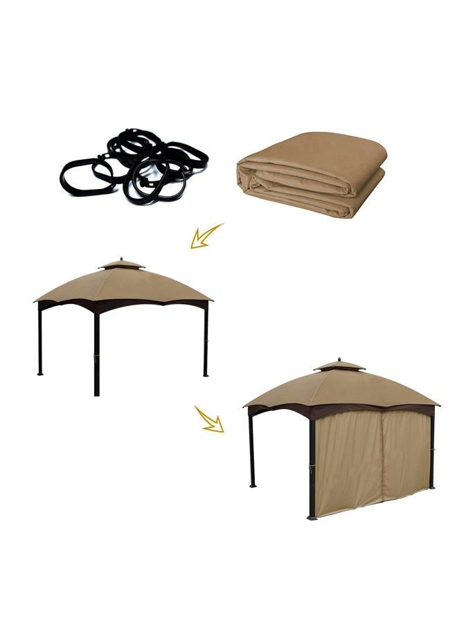 Hugline Gazebo Universal Replacement Privacy Curtain – 10' x 12' Gazebo Side Wall Outdoor Privacy Panel with Zipper (Khaki) - Image 5