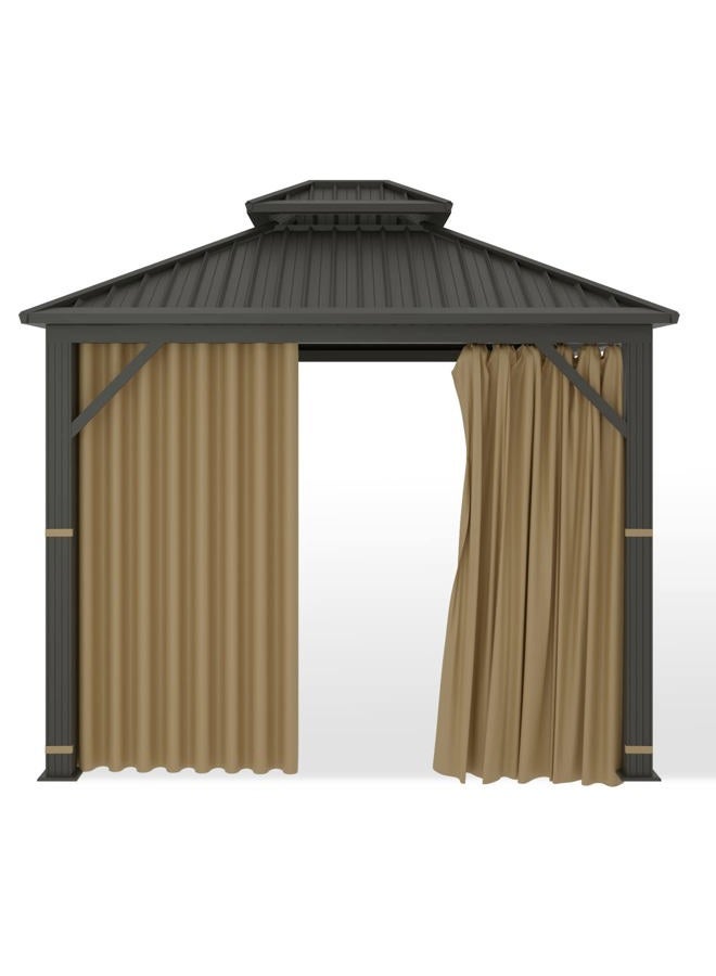 Hugline Gazebo Universal Replacement Privacy Curtain – 10' x 12' Gazebo Side Wall Outdoor Privacy Panel with Zipper (Khaki) - Image 3