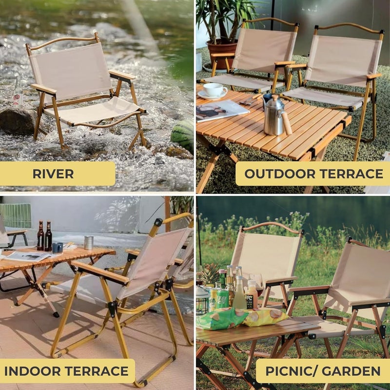 Harmony HomeUltralight Portable Camping Chair with Wooden Handle & Aluminum Bracket – Perfect for Beach, BBQ, Hiking, Fishing, Picnic & Travel - Image 2