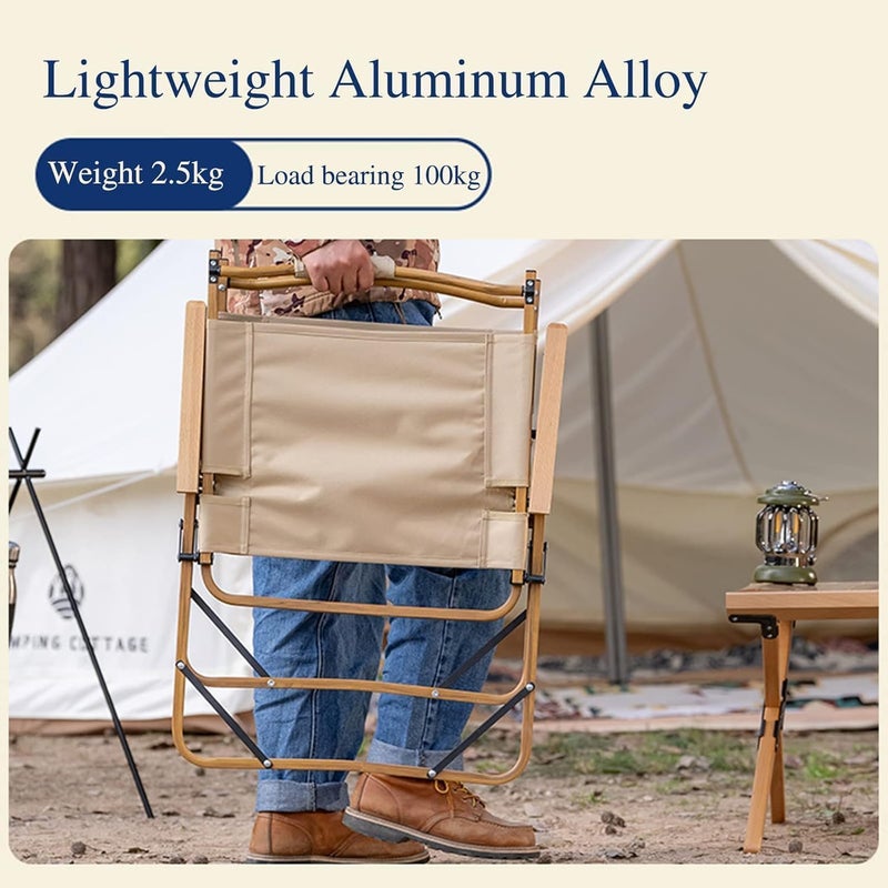 Harmony HomeUltralight Portable Camping Chair with Wooden Handle & Aluminum Bracket – Perfect for Beach, BBQ, Hiking, Fishing, Picnic & Travel - Image 5