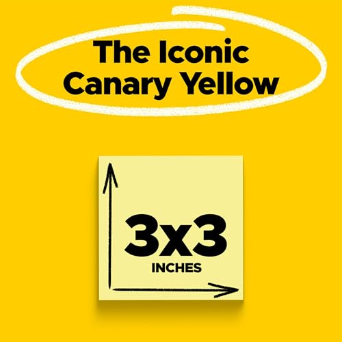 Post It Post-it Notes, 3 in x 3 in, 18 Sticky Notes Pads, 100 Sheets per Pad, The Iconic Canary Yellow Note, School Supplies and Oﬃce Products - Image 3