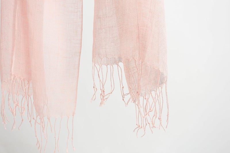 Jeelow 100% Linen Scarf Shawl Wrap Lightweight Scarfs Scarves For Men And Women (Pink) - Image 5