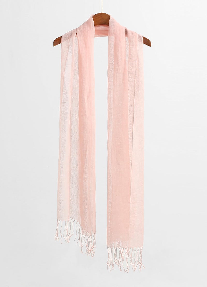 Jeelow 100% Linen Scarf Shawl Wrap Lightweight Scarfs Scarves For Men And Women (Pink) - Image 2