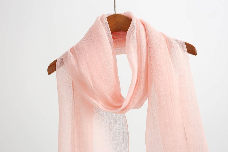 Jeelow 100% Linen Scarf Shawl Wrap Lightweight Scarfs Scarves For Men And Women (Pink) - Image 4