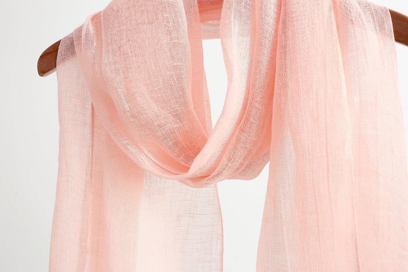 Jeelow 100% Linen Scarf Shawl Wrap Lightweight Scarfs Scarves For Men And Women (Pink) - Image 3