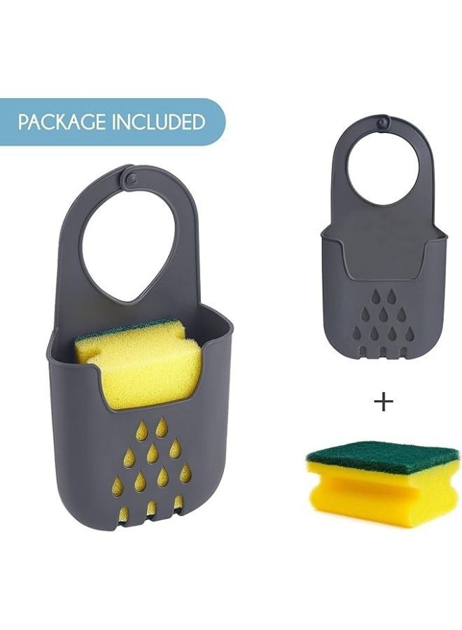ORGANiZERS Silicone Sponge Holder for Kitchen Sink with Hanger, Kitchen Sink Basket for Sponge or Soap, Sink Sponge Holder, Dishcloth Holder, Kitchen Drain Rack, Kitchen Sink Accessories - Grey - Image 3