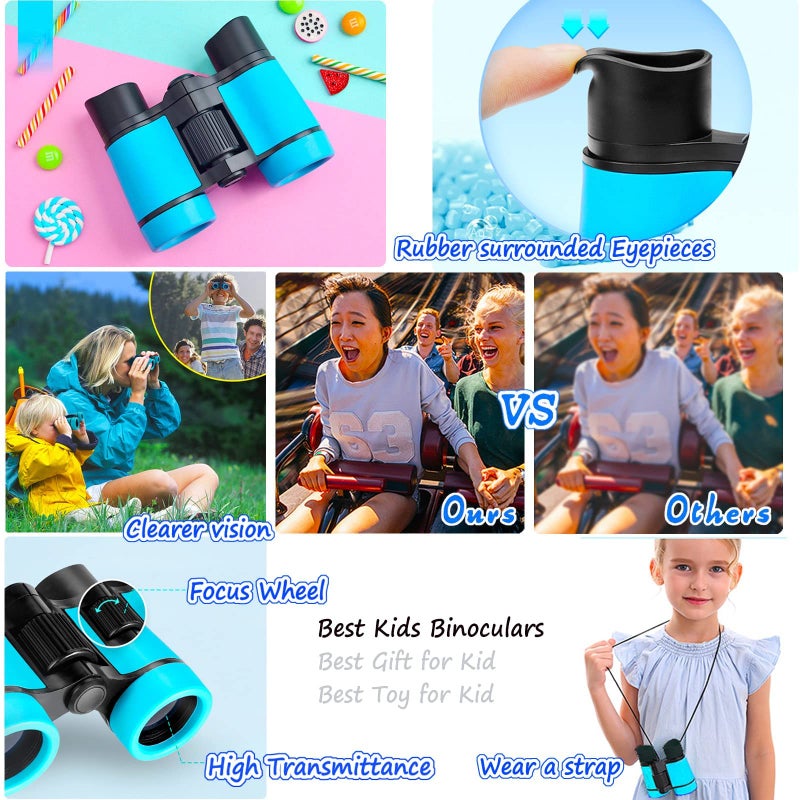 ARTOMIDE Kids Binoculars Best Gifts for 3-12 Years Boys Girls High-Resolution Optics Shockproof Mini Compact Binocuolar Toys Folding Small Telescope for Bird Watching Camping Outdoor Play - Image 4