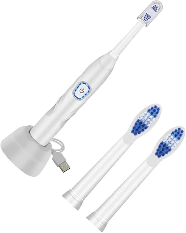 USB Rechargeable Sonic Electric Toothbrush Waterproof Soft Bristles For Home Use White - Image 1