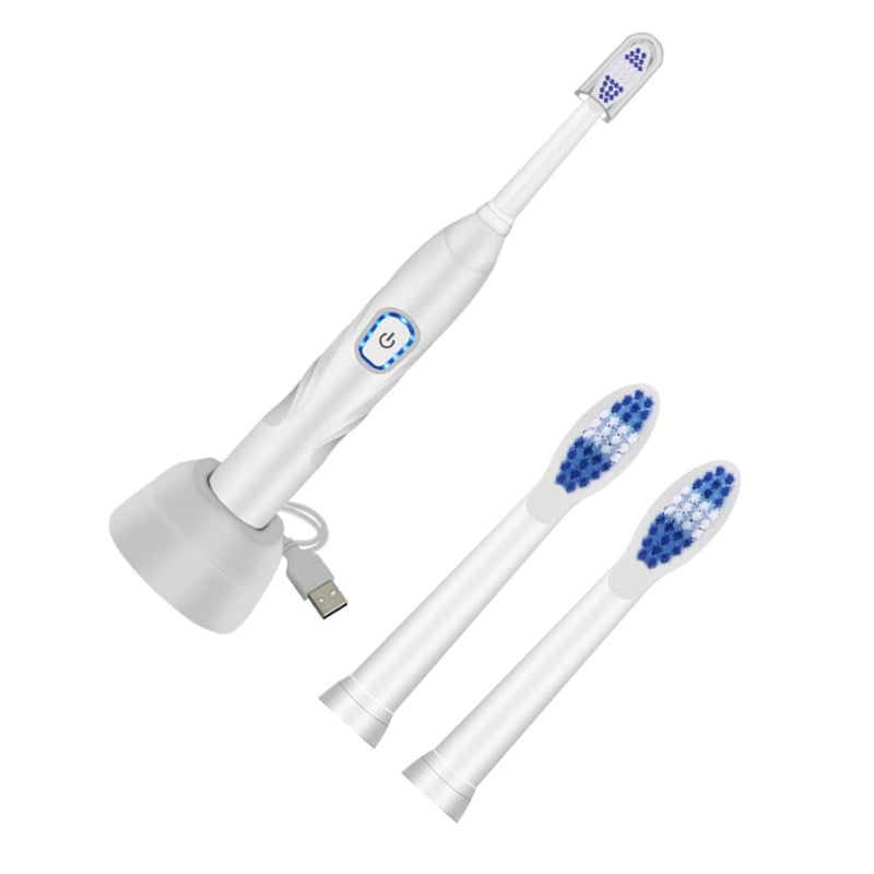 USB Rechargeable Sonic Electric Toothbrush Waterproof Soft Bristles For Home Use White - Image 2