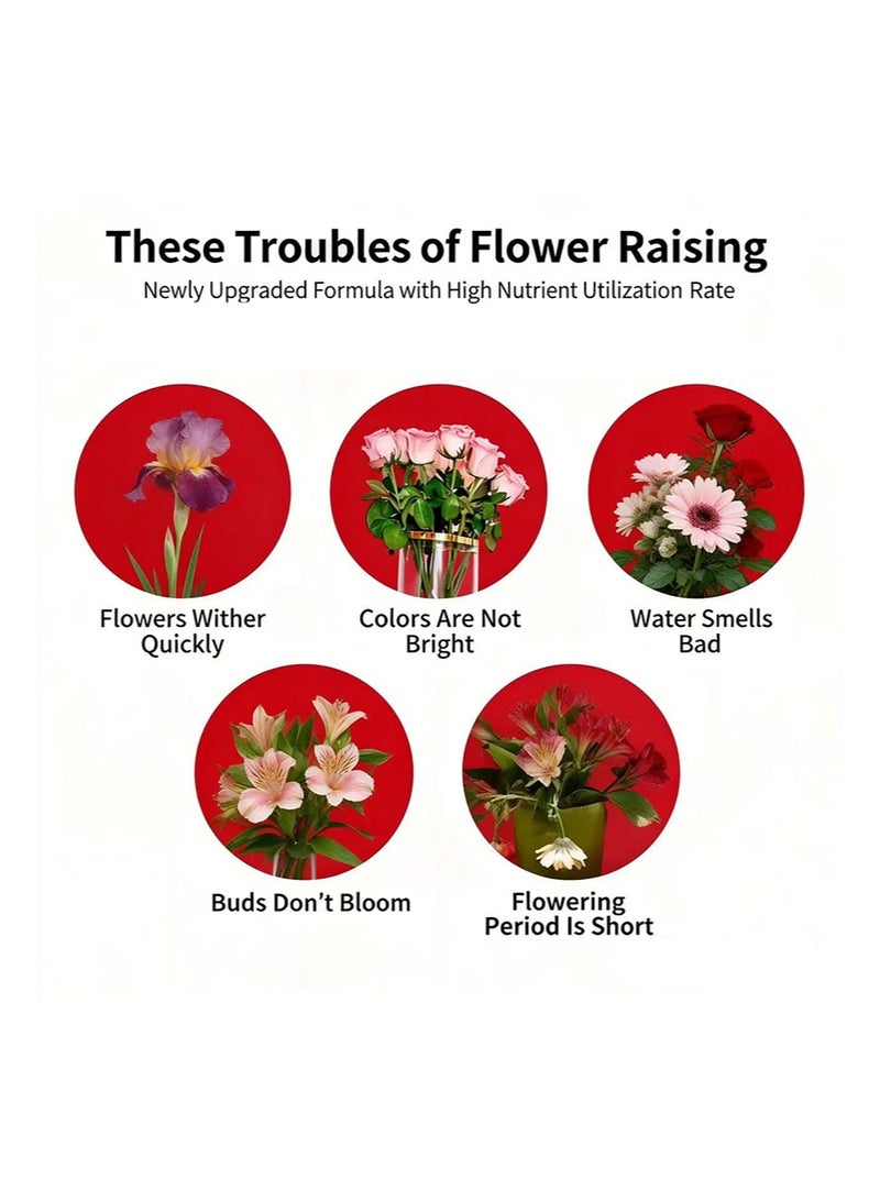CHRYSAL Rose nutrient solution，Clear Flower Food Packets Fresh Flower Arrangements Supplies，Flower preservative and nutrient solution to prolong the life of flowers (5g, 20 packs) - Image 3