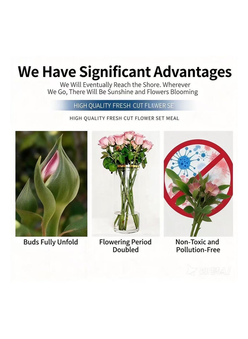 CHRYSAL Rose nutrient solution，Clear Flower Food Packets Fresh Flower Arrangements Supplies，Flower preservative and nutrient solution to prolong the life of flowers (5g, 20 packs) - Image 4