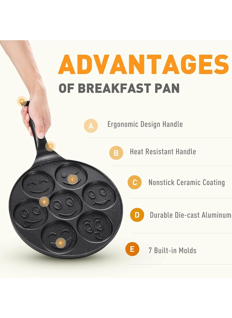 Generic Nonstick Pancake Pan Griddle with Mini Pancake and 7 Smiling Face Cups Design - Crepe Pancake Maker for Kids  - Image 2