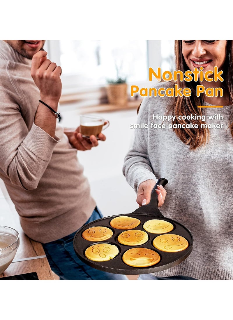 Generic Nonstick Pancake Pan Griddle with Mini Pancake and 7 Smiling Face Cups Design - Crepe Pancake Maker for Kids  - Image 3