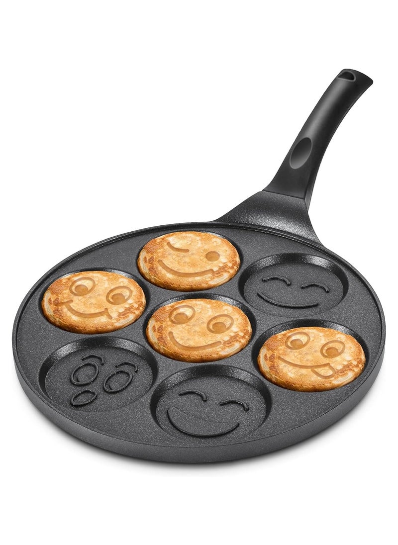 Generic Nonstick Pancake Pan Griddle with Mini Pancake and 7 Smiling Face Cups Design - Crepe Pancake Maker for Kids  - Image 1