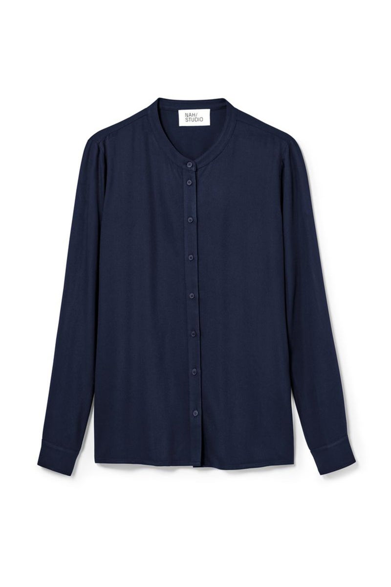 Tchibo قميص نسائي بأكمام طويلة وياقة عريضة، أزرق داكن - Image 2