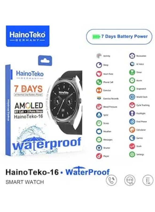 HainoTeko-16 Super Slim AMOLED Smartwatch with BT Calling & 7-Day Battery Life - Image 4