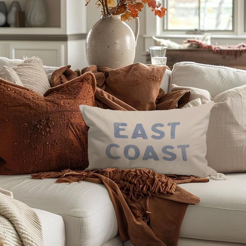 Wheatwin Coastal Decor, Blue Coastal Throw Pillow Cover 12x20, Coastal Room Decor, Blue Dorm Decor, Coastal Preppy Trendy Retro East Coast Coquette Decor for Girls Room College Sofa Couch - Image 2