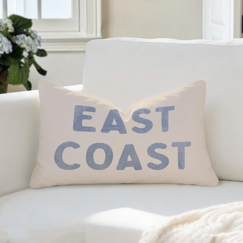 Wheatwin Coastal Decor, Blue Coastal Throw Pillow Cover 12x20, Coastal Room Decor, Blue Dorm Decor, Coastal Preppy Trendy Retro East Coast Coquette Decor for Girls Room College Sofa Couch - Image 1