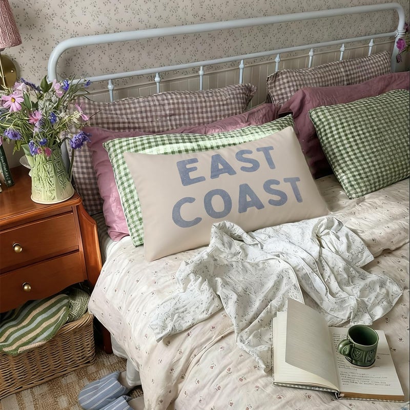 Wheatwin Coastal Decor, Blue Coastal Throw Pillow Cover 12x20, Coastal Room Decor, Blue Dorm Decor, Coastal Preppy Trendy Retro East Coast Coquette Decor for Girls Room College Sofa Couch - Image 5
