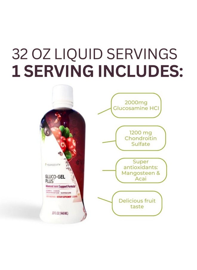 youngevity Youngevity Gluco-Gel Plus™ - Glucosamine 2000mg Chondroitin 1200mg + Super Antioxidant Blend - Mangosteen, Acai, and More - All Natual Fruit and Veggetable Based - (32 fl oz)  - Image 4