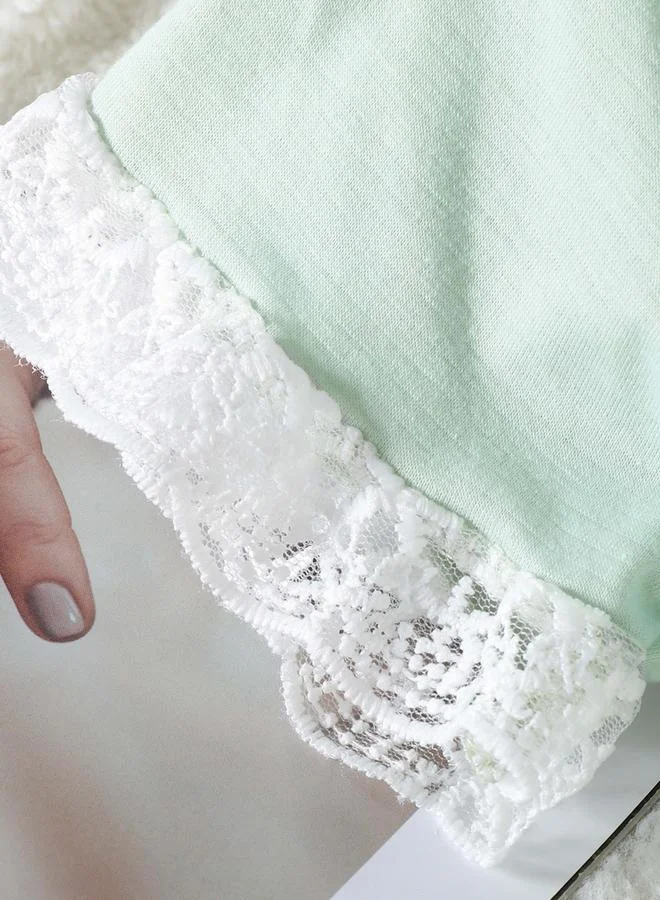 Take Two  Girls Green Lace Trim Short Sleeve Nightdress for Women | Best Price UAE