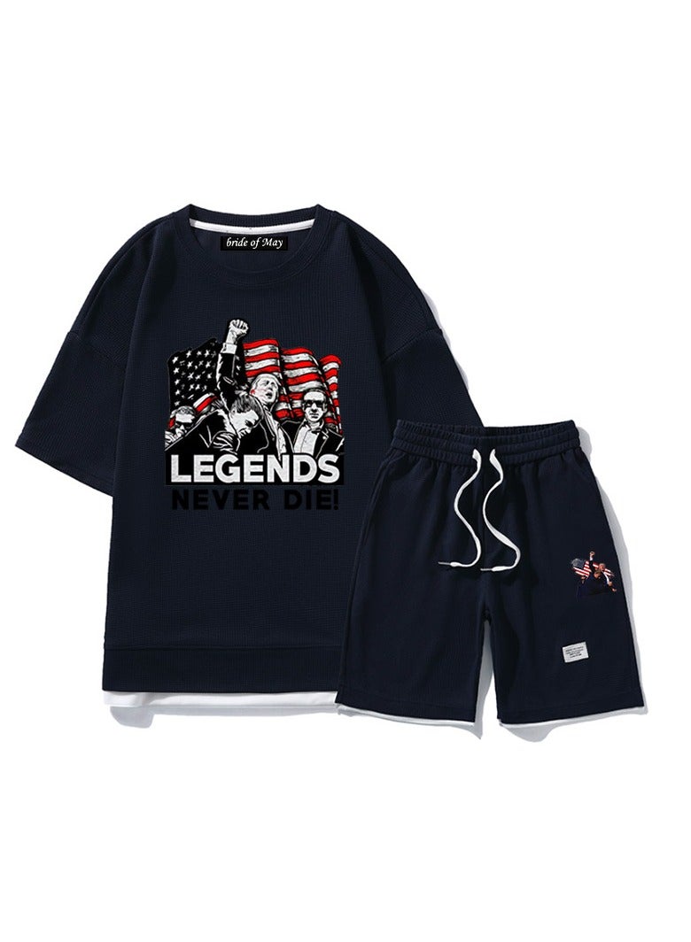 KUYING New Trump Print Short Sleeved Shorts Set - Image 1