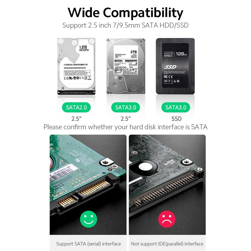 حافظة قرص صلب محمولة USB3.0 بحجم 2.5 بوصة - غلاف خارجي لأقراص الصلب SATA HDD/SSD - نقل بسرعة عالية USB3.0 - غلاف من سبائك الألومنيوم - اللون الأحمر - Image 2