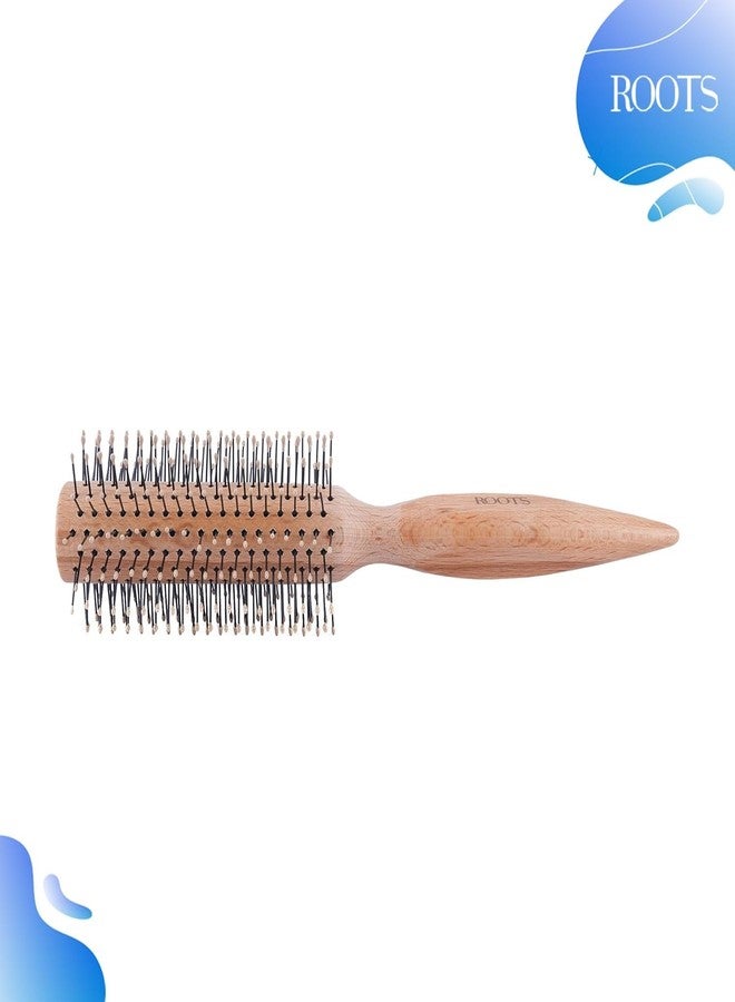 ROOTS Wooden Round Hair Brush | Soft Tip Flexible Bristles | Prevent Scalp Scraping & Massaging your Scalp | For All Hair Types | For Men & Women | Length - 8.8 Inch, Model No - TG14-W - Image 3