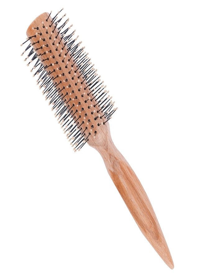 ROOTS Wooden Round Hair Brush | Soft Tip Flexible Bristles | Prevent Scalp Scraping & Massaging your Scalp | For All Hair Types | For Men & Women | Length - 8.8 Inch, Model No - TG14-W - Image 2