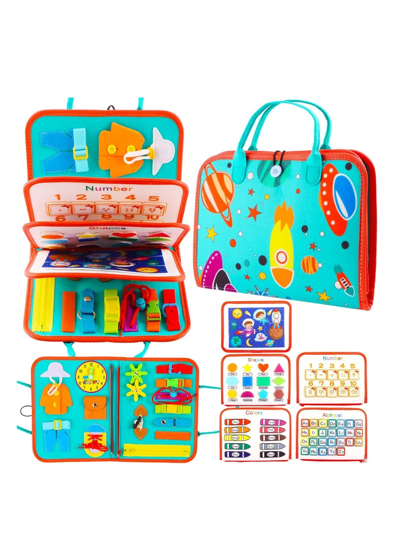 KASTWAVE Toddler Busy Board, Educational Learning Sensory Busy Book, Montessori Sensory Toys, Preschool Learning Activities, Learning Fine Motor Skills, Educational Travel Toys for 1-3 Years Old Boys Girls - Image 1