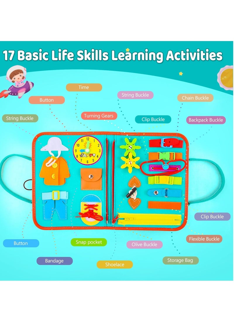 KASTWAVE Toddler Busy Board, Educational Learning Sensory Busy Book, Montessori Sensory Toys, Preschool Learning Activities, Learning Fine Motor Skills, Educational Travel Toys for 1-3 Years Old Boys Girls - Image 3