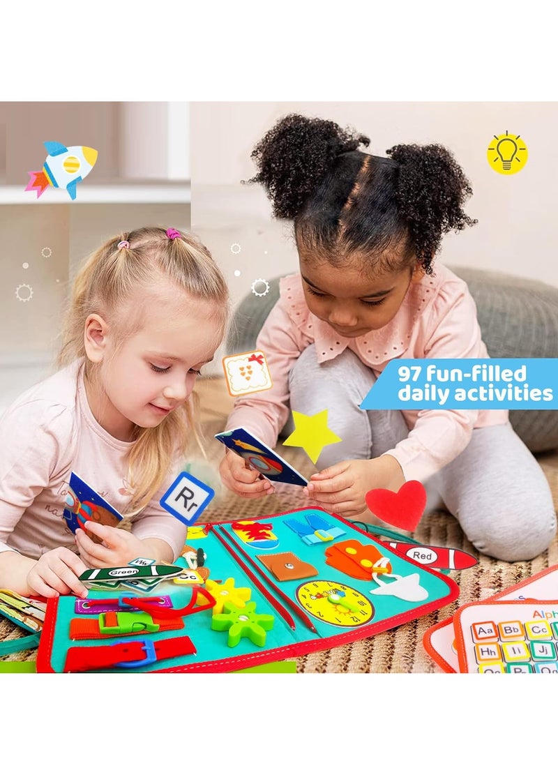 KASTWAVE Toddler Busy Board, Educational Learning Sensory Busy Book, Montessori Sensory Toys, Preschool Learning Activities, Learning Fine Motor Skills, Educational Travel Toys for 1-3 Years Old Boys Girls - Image 5