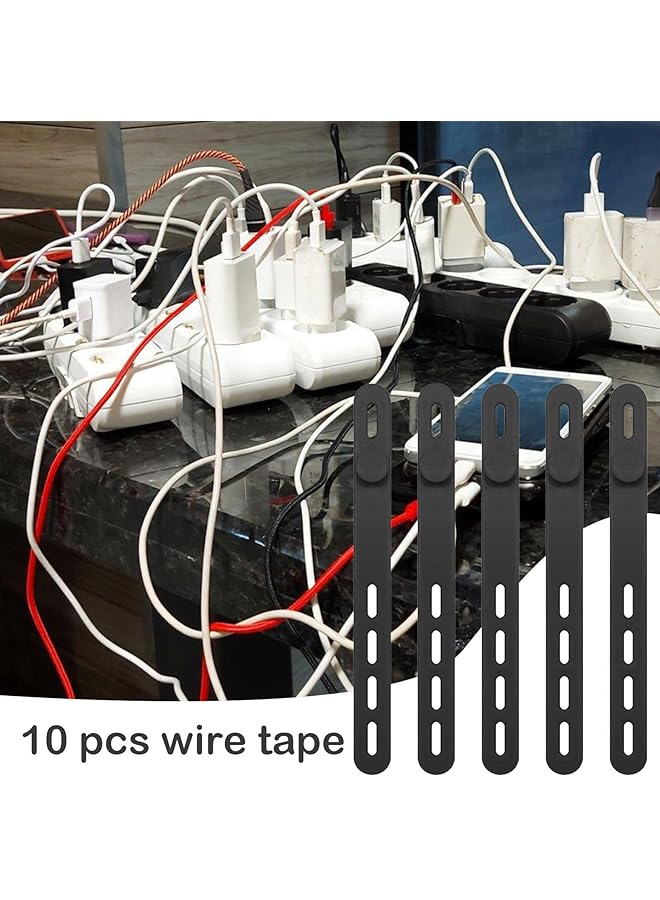 erorex Silicone Zip Ties 10 Pcs Silicone Cable Ties Reusable Zip Ties Wire Ties Travel Cable Organizer With 4 Adjustable Holes For Bundling And Fastening Cable Cords Wires Black - Image 5