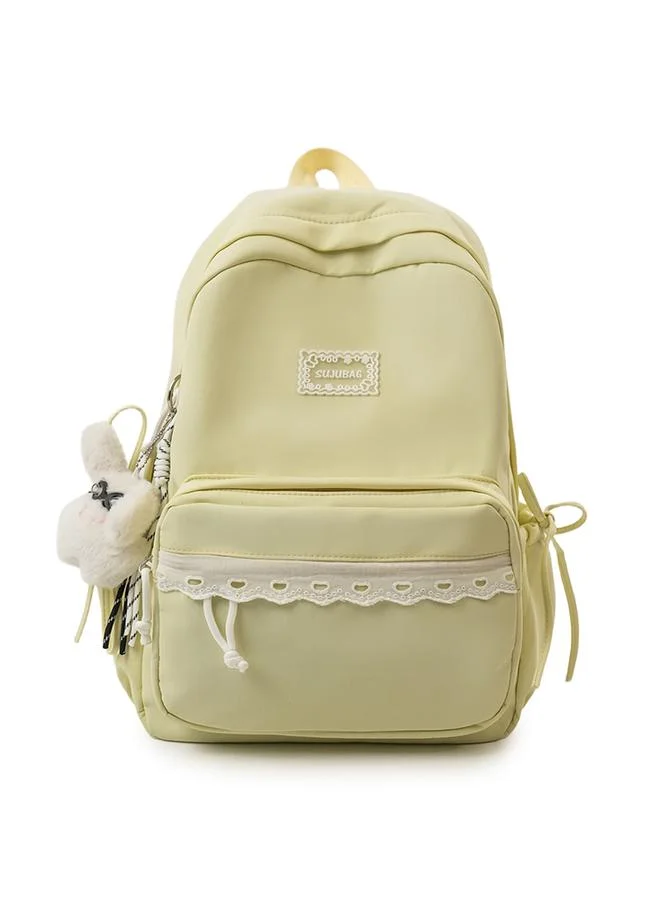 Take Two Nylon Plain Yellow Backpack