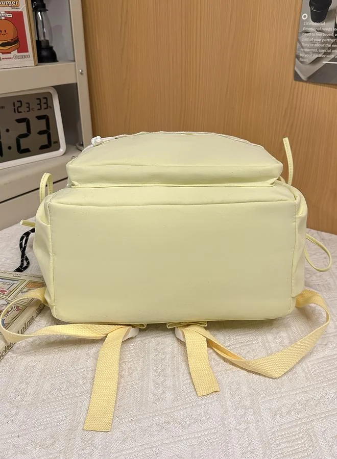 Take Two Nylon Plain Yellow Backpack