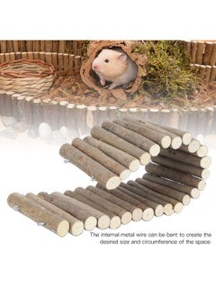 Zerodis Hamster Wooden Bridge, Flexible Wood Hideout, Door Fence, Standing Climbing, Cage Accessories for, Mice, Gerbil, Chinchilla Chew Toys Habitat Decor(50CM)  - Image 3