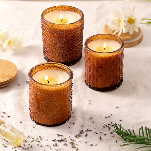 DARJEN 12 Pack Amber Candle Jars for Making Candles- 3 Styles Glass Candle Making Jars Bulk with Bamboo Lids and Labels, Candle Making Supplies Candle Vessels for Home Decor - Image 4