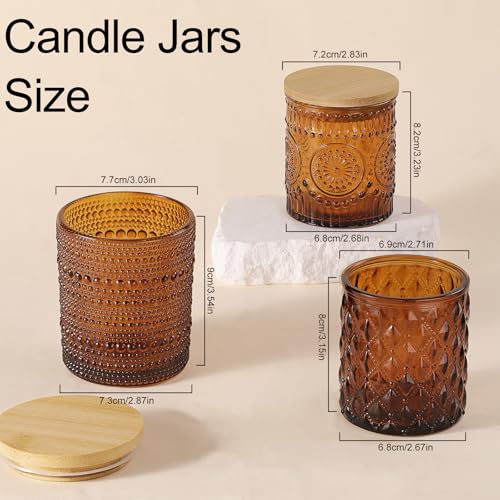 DARJEN 12 Pack Amber Candle Jars for Making Candles- 3 Styles Glass Candle Making Jars Bulk with Bamboo Lids and Labels, Candle Making Supplies Candle Vessels for Home Decor - Image 2