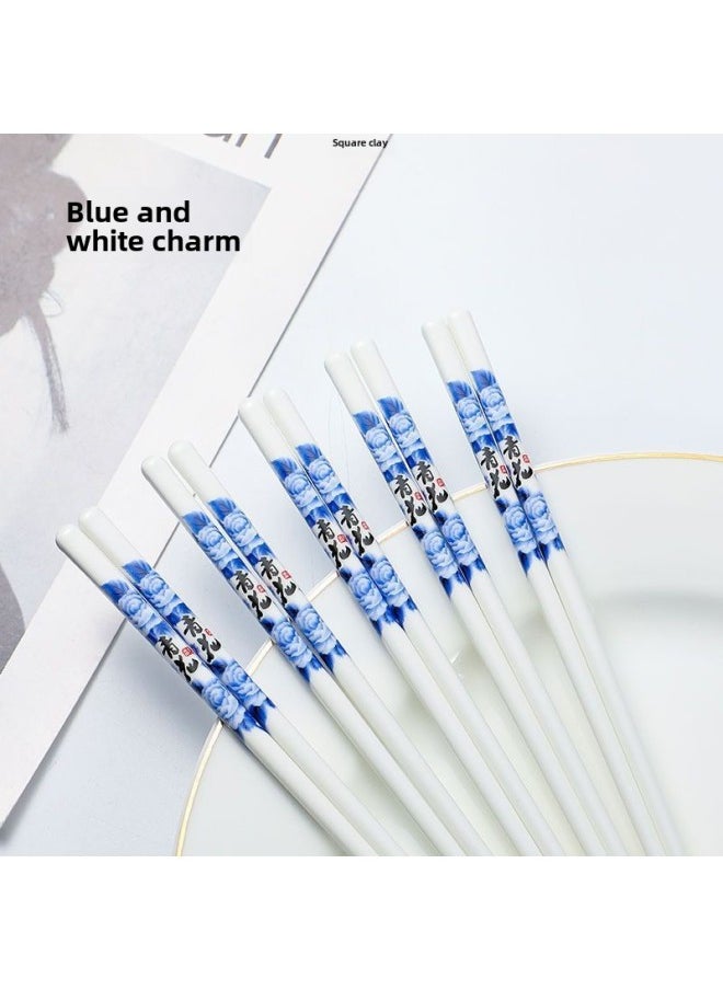 Ceramic Chopsticks Household Is Not Easy To Clean Bone China Chopsticks Batch Origin A A Wholesale-Color:Four-leaf Clover-Specifications:5 Pairs
