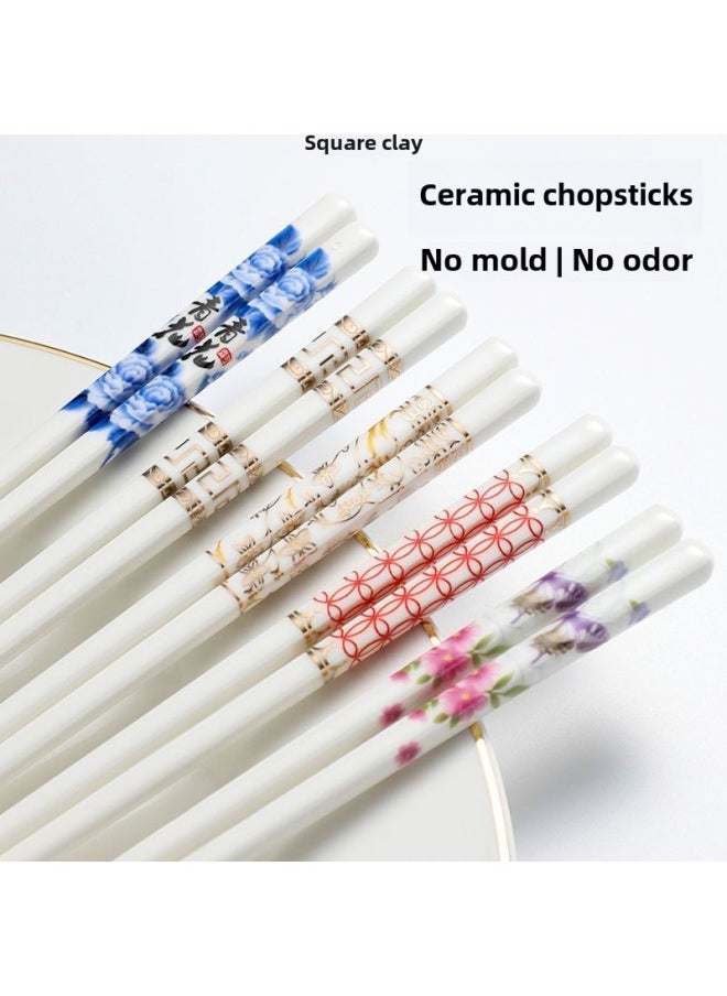 Ceramic Chopsticks Household Is Not Easy To Clean Bone China Chopsticks Batch Origin A A Wholesale-Color:Four-leaf Clover-Specifications:5 Pairs