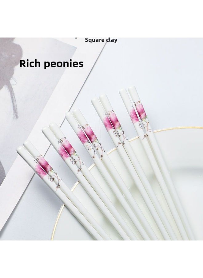 Ceramic Chopsticks Household Is Not Easy To Clean Bone China Chopsticks Batch Origin A A Wholesale-Color:Four-leaf Clover-Specifications:5 Pairs