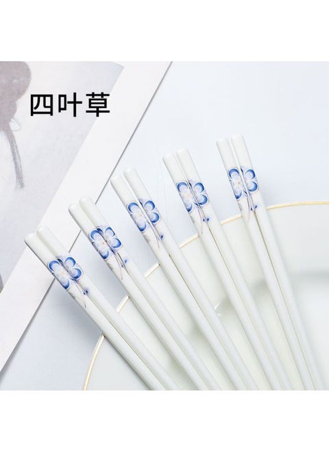 Ceramic Chopsticks Household Is Not Easy To Clean Bone China Chopsticks Batch Origin A A Wholesale-Color:Four-leaf Clover-Specifications:5 Pairs