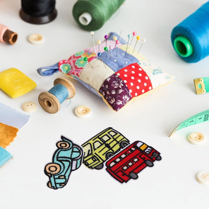 9pcs Cartoon Car Sew-on Decorative Patches for Clothes, DIY Craft Embroidered Fabric Patches for Jackets, Hats, and Sewing Repairs - Image 5
