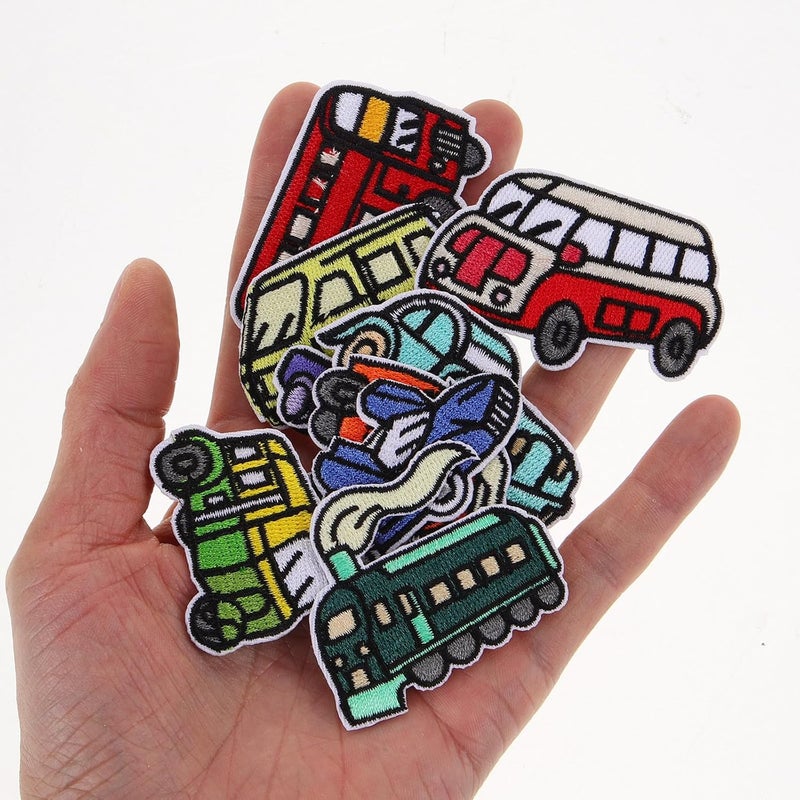9pcs Cartoon Car Sew-on Decorative Patches for Clothes, DIY Craft Embroidered Fabric Patches for Jackets, Hats, and Sewing Repairs - Image 4