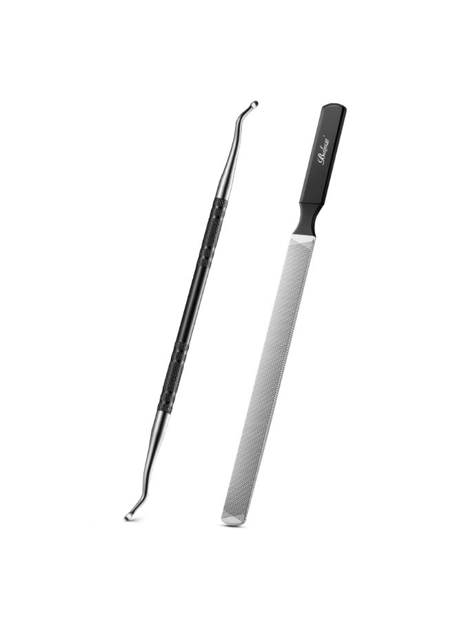 BALUCA Toenail File for Thick Nails Ingrown Relief Heavy Duty Metal Emery Board with Toenail Lifter for Seniors Coarse Grit Durable Stainless Steel Design Black 10 Count 180240 Grit - Image 2