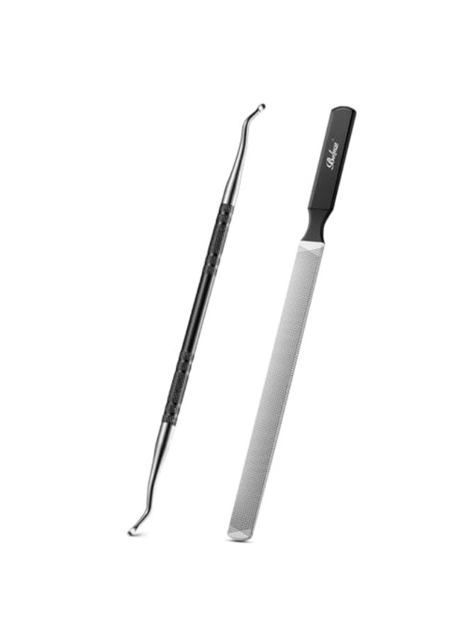 BALUCA Toenail File for Thick Nails Ingrown Relief Heavy Duty Metal Emery Board with Toenail Lifter for Seniors Coarse Grit Durable Stainless Steel Design Black 10 Count 180240 Grit - Image 1
